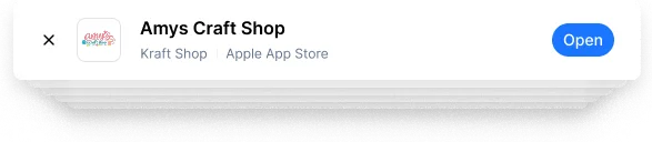 Smart app banner shown on a website with an Open button