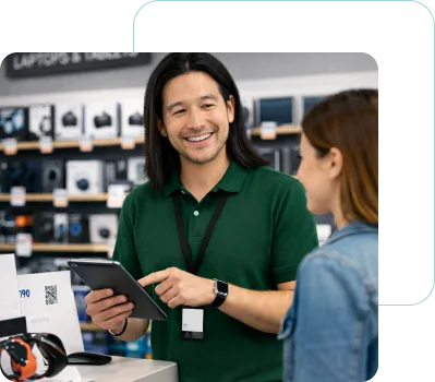Store sales rep helping a customer at point of sale