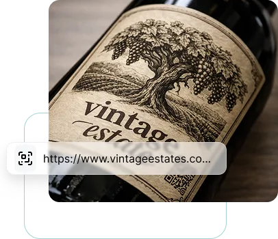 QR code on a wine bottle label scanning to a website
